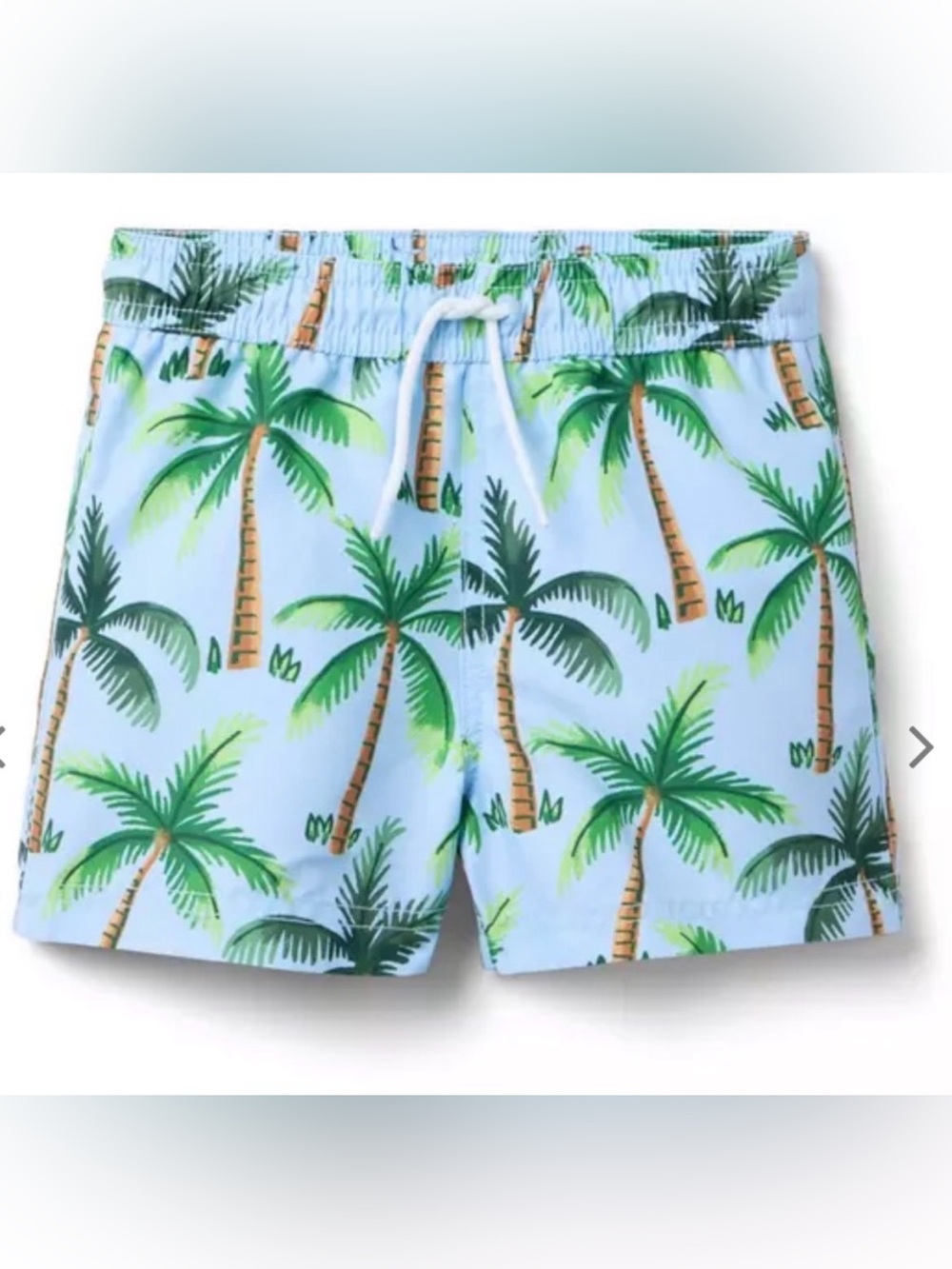 Janie and Jack Palm Tree Swim Shorts - Light Blue